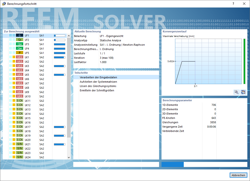 Berechnungsfortschritt