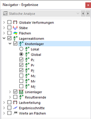 Knotenlagerergebnisse im Navigator auswählen