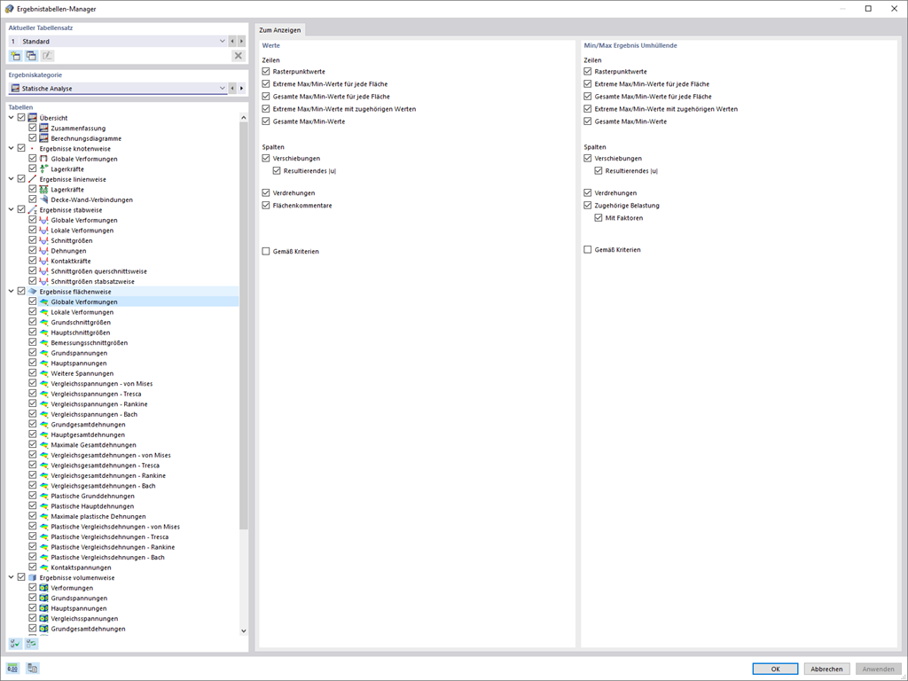 Ergebnistabellen-Manager
