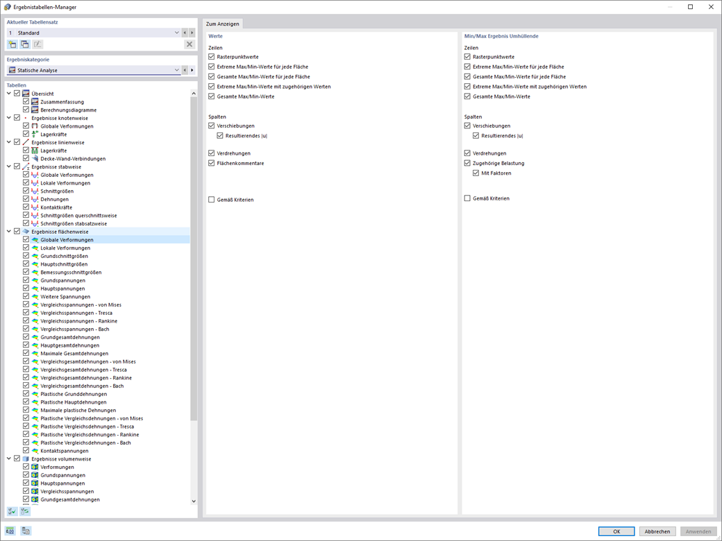 Ergebnistabellen-Manager