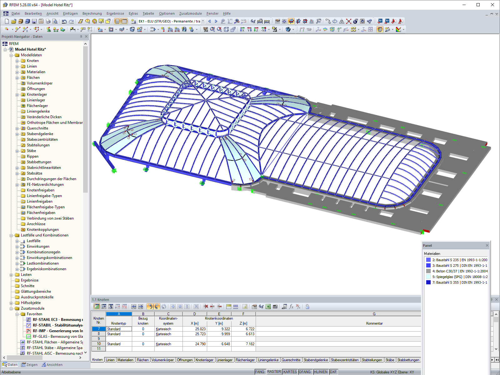 3D-Modell von Oberlicht in RFEM (© Bellapart)