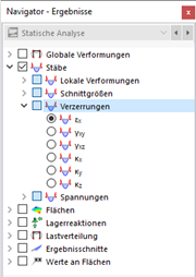 Stabverzerrungen im Navigator auswählen