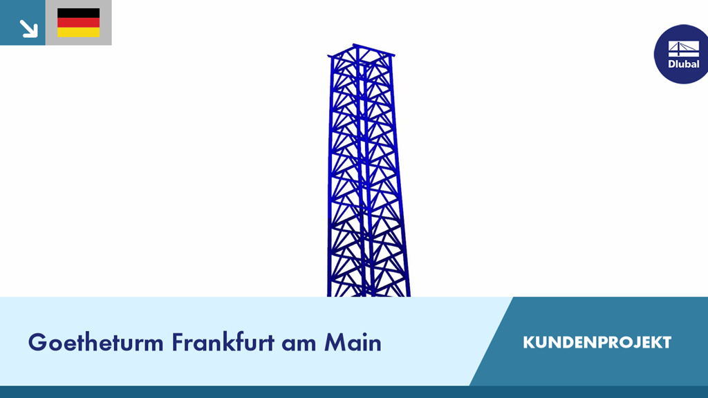 Ansicht des Goetheturms in Frankfurt am Main als Teil eines Bauprojekts.