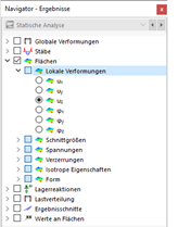 Lokale Flächenverformungen im Navigator auswählen
