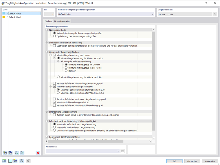 Tragfähigkeitskonfiguration