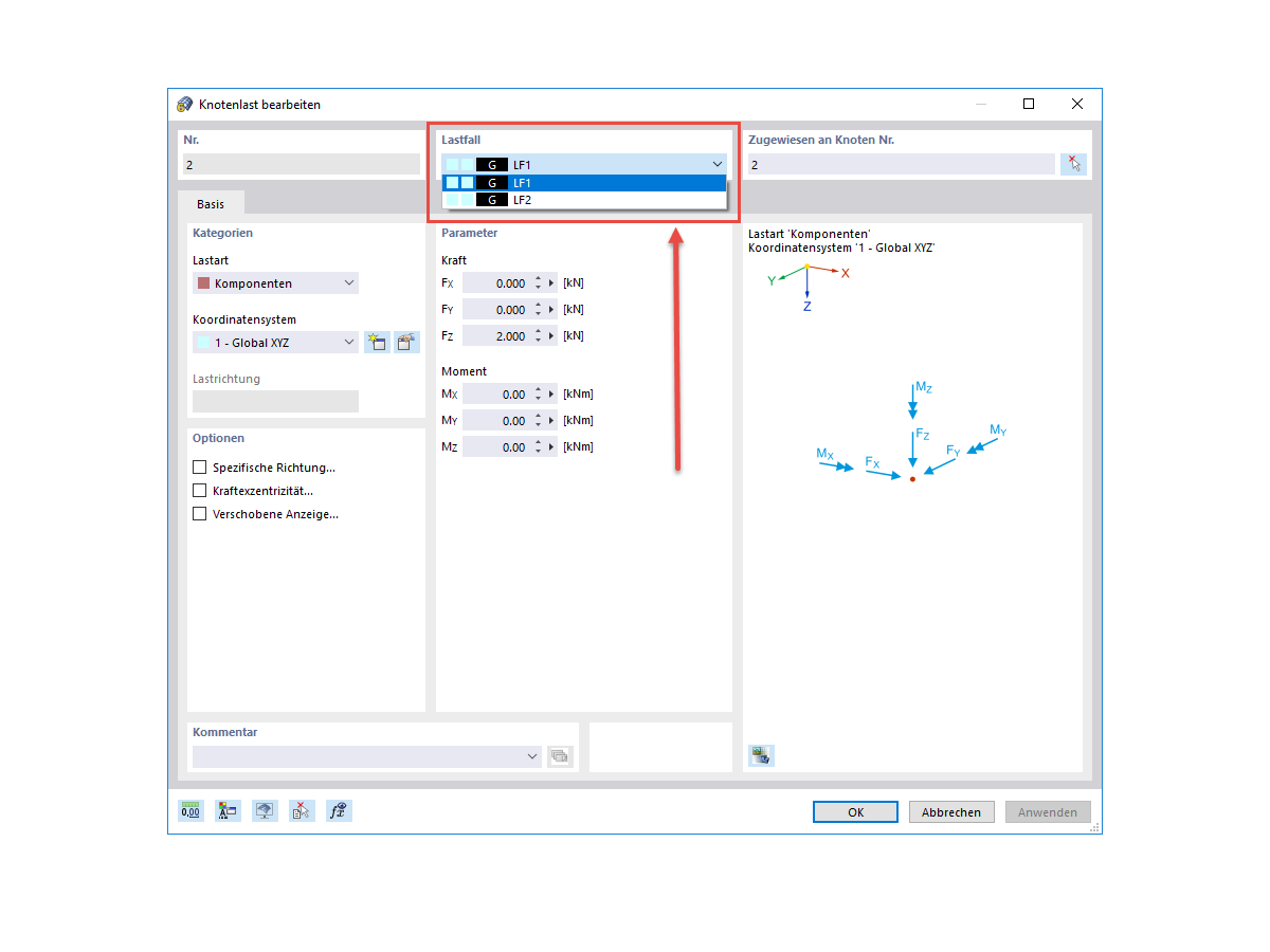 FAQ 005133 | Wie kann man bestehende Lasten einem anderen Lastfall zuordnen?