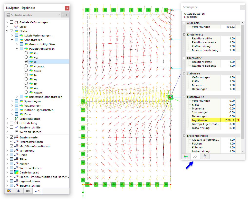 Trajektorien der Hauptachsen darstellen
