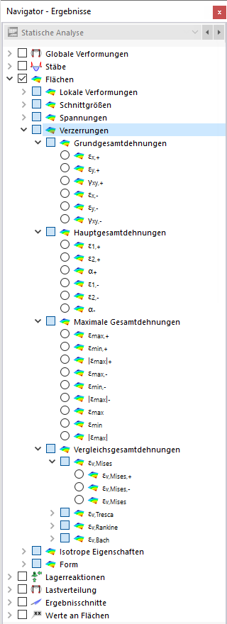 Flächenverzerrungen im Navigator auswählen