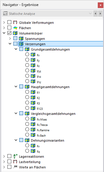 Volumenverzerrungen im Navigator auswählen