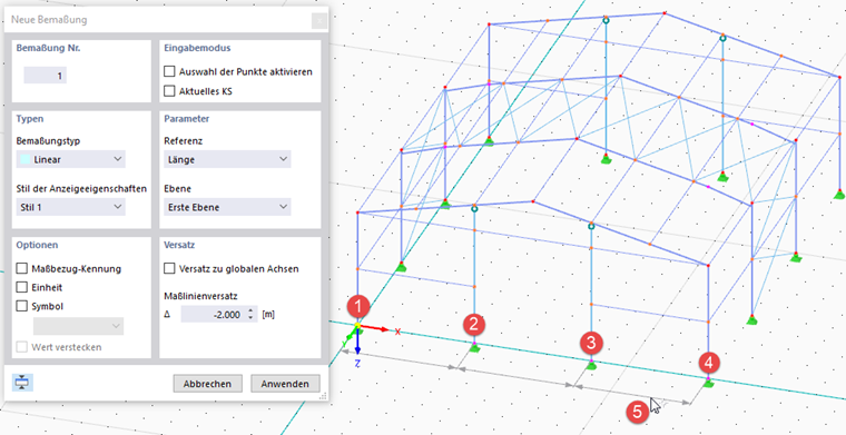 Bemaßung grafisch setzen