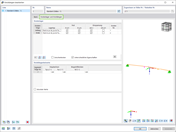 Bemessung von gevouteten und gekrümmten Holzstäben mit dargestellten Knotenlagern und Knicklängen in der Statiksoftware.