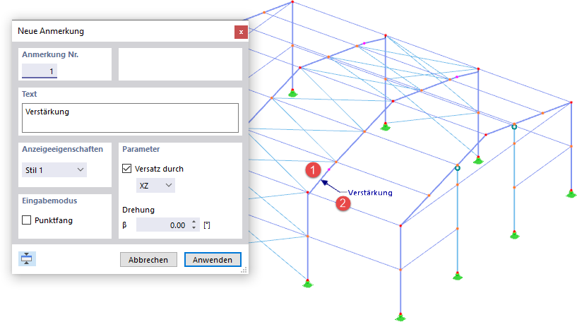 Anmerkung grafisch setzen