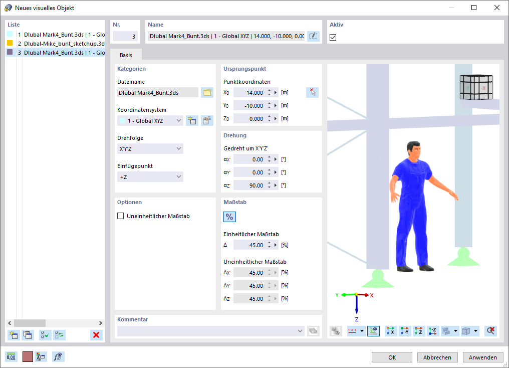 Dialog 'Neues visuelles Objekt'