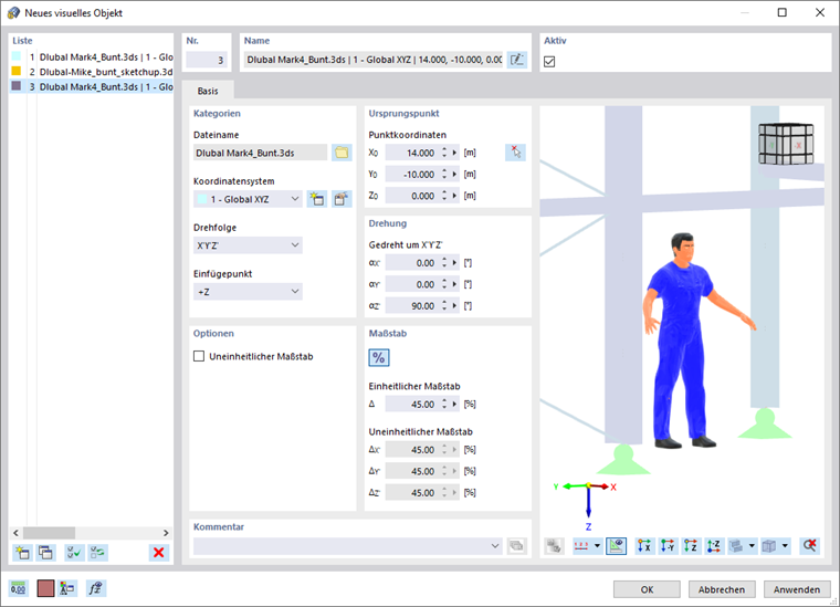 Dialog 'Neues visuelles Objekt'