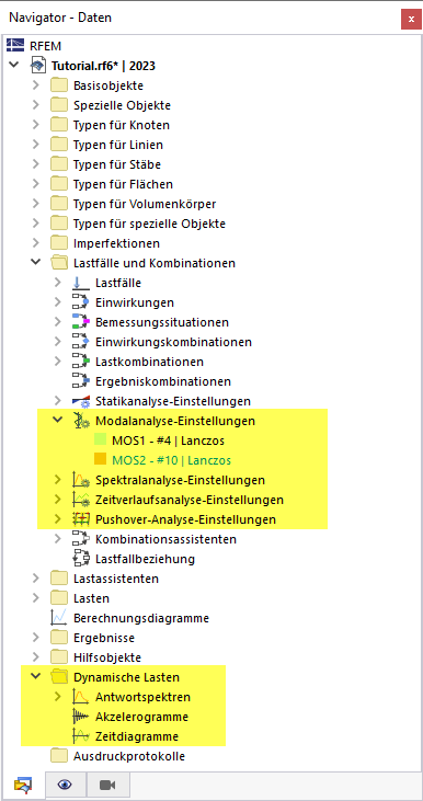 Einträge für dynamische Analyse-Add-Ons in Navigator