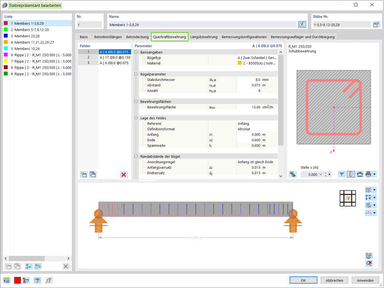 Zuweisung der Querkraftbewehrung 