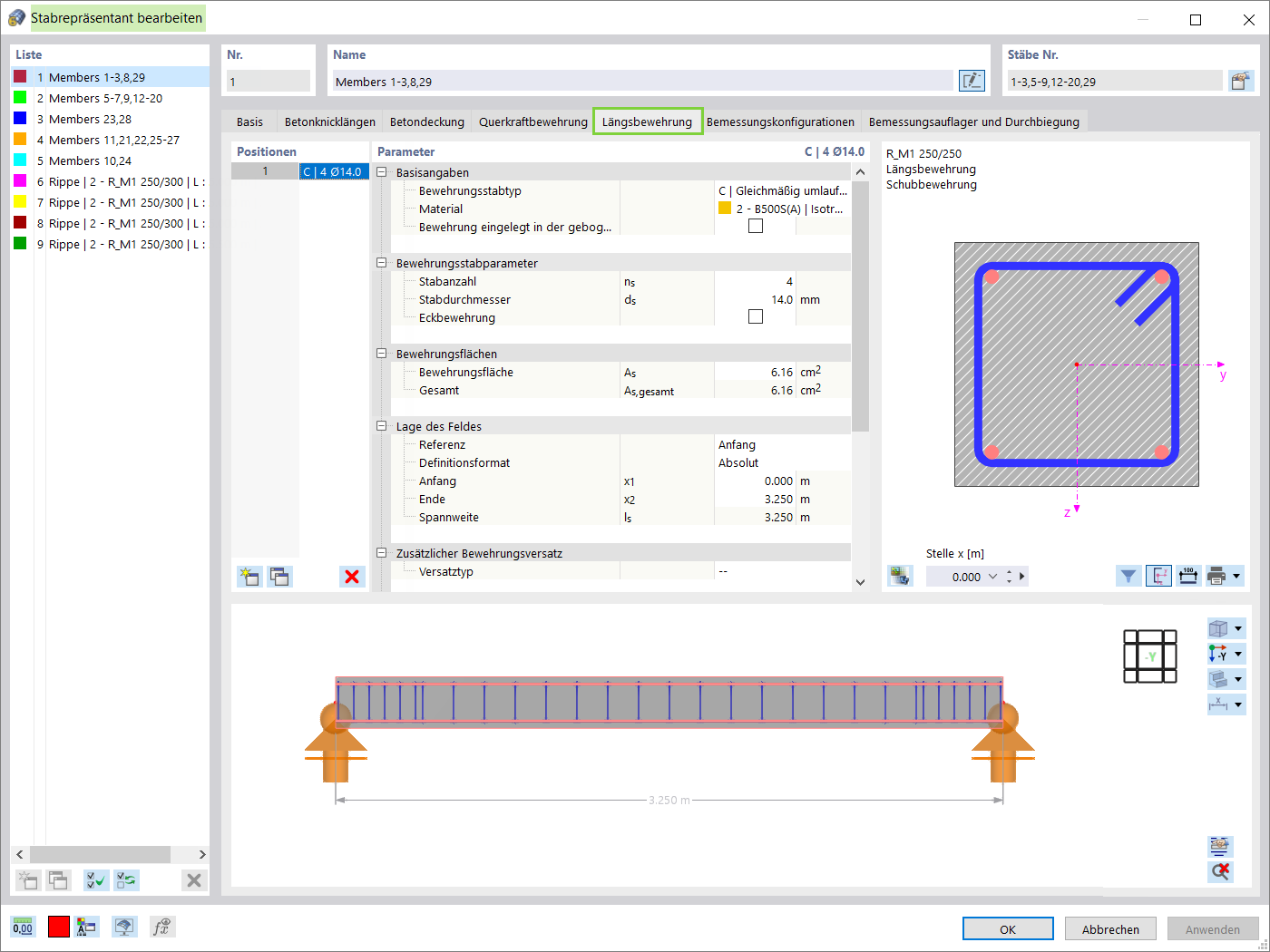 Zuweisung der Längsbewehrung