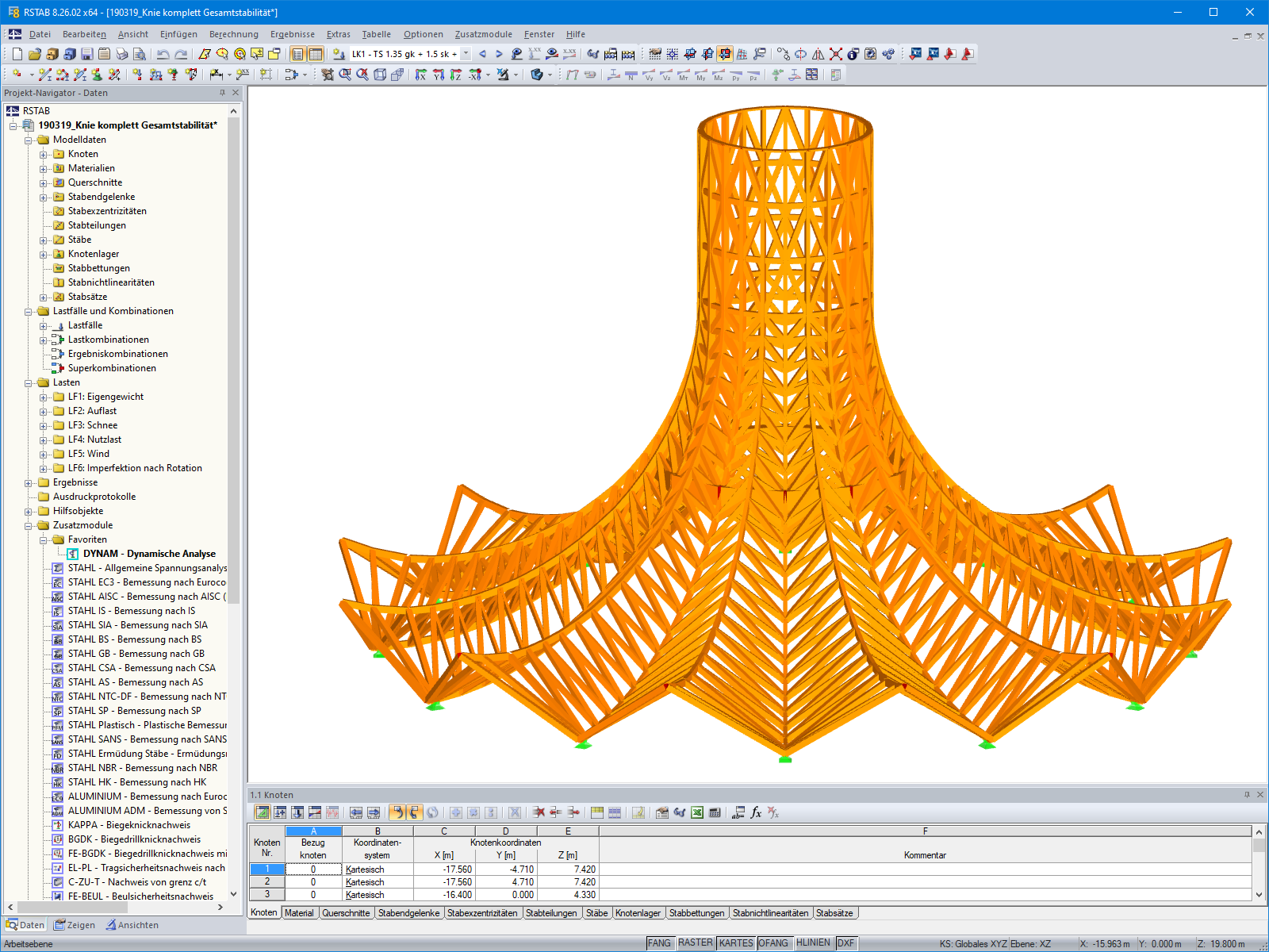 Modell der Dachkonstruktion in RSTAB (© PIRMIN JUNG)
