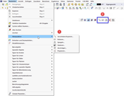 Modellierungstools im Menü 'Bearbeiten' und Schaltflächen in Symbolleiste