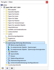 Kategorie 'Spannungs-Dehnungs-Berechnung' im Navigator - Daten