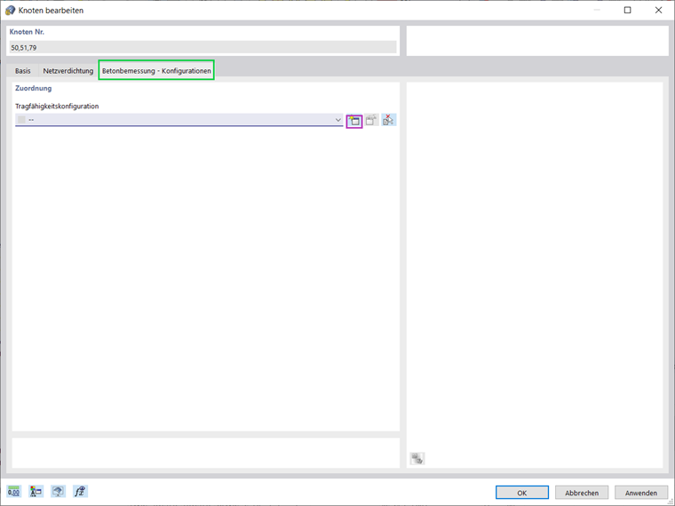 Betonbemessung – Konfigurationen