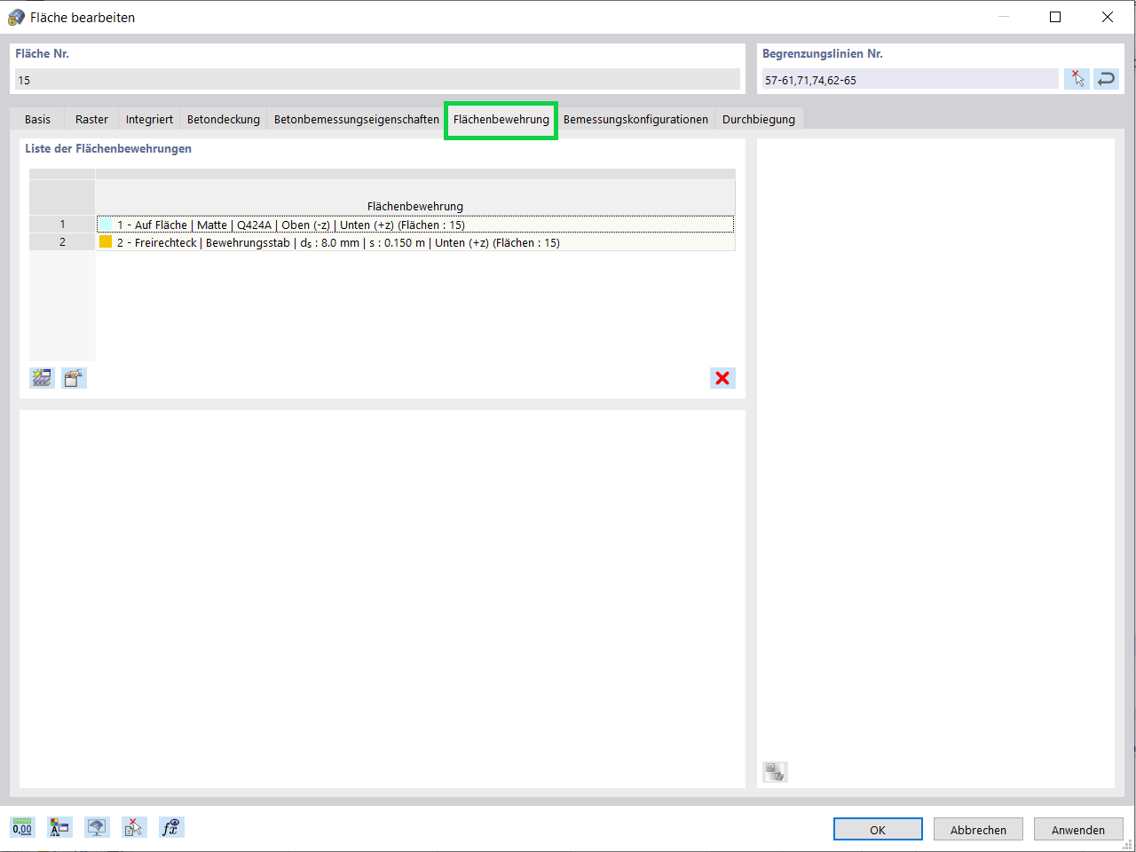 Vorhandene Flächenbewehrung für den ersten Nachweis der Schubtragfähigkeit