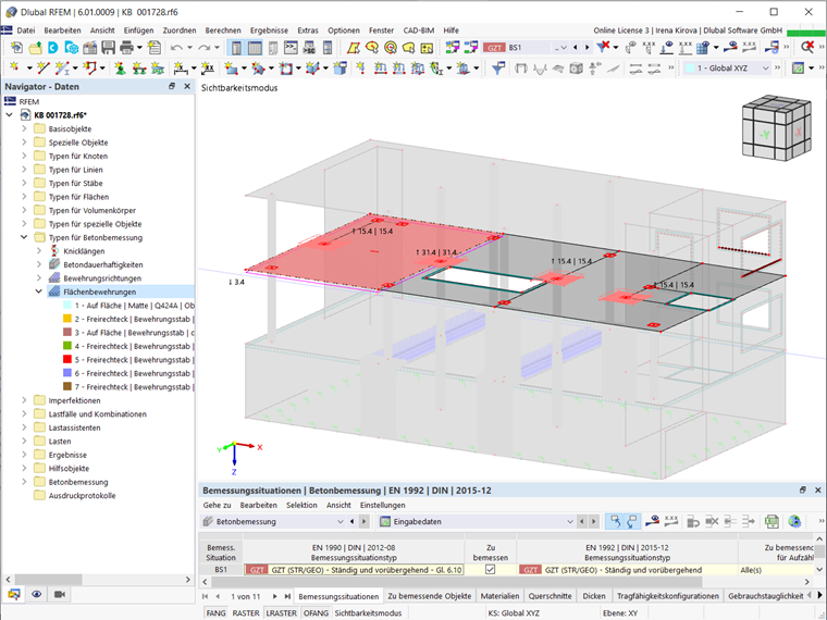 Grafische Darstellung der zusätzlichen Flächenbewehrung