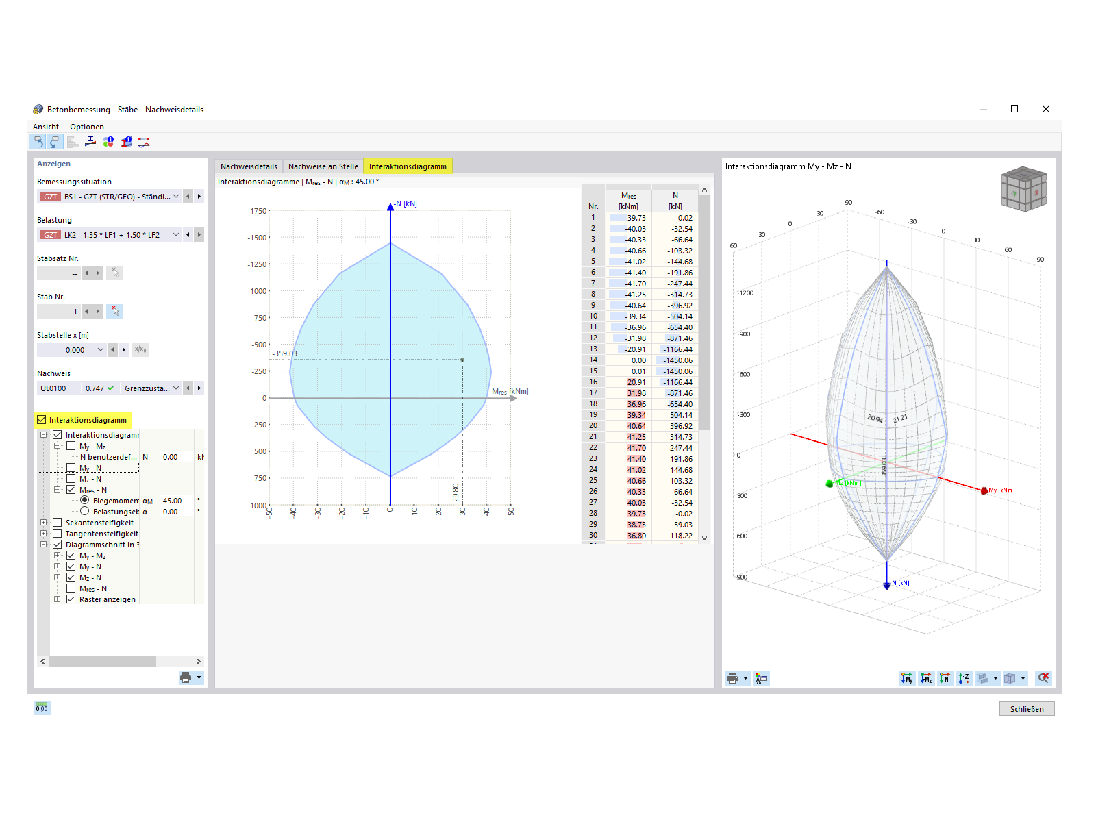 FAQ 005154 | Wie kann ich das Interaktionsdiagramm aus der Betonbemessung öffnen?