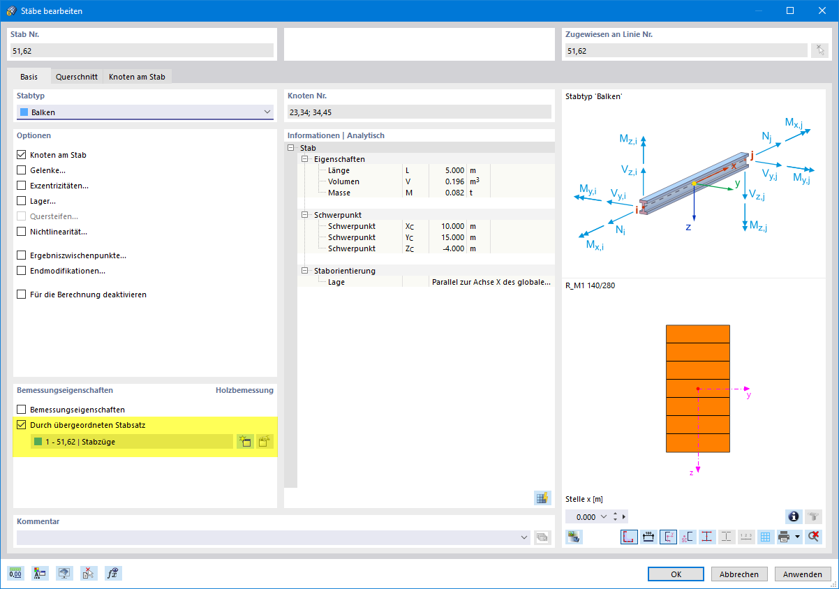 Dialog 'Stab bearbeiten' | Übergeordneter Stabsatz