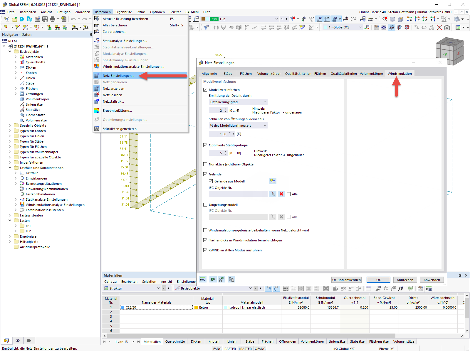 FAQ 005157 | Wo kann ich die Einstellungen meiner Windsimulation in RFEM 6/ RSTAB 9 anpassen?