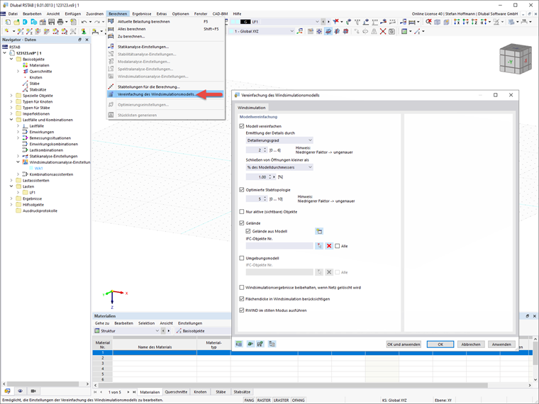 FAQ 005157 | Wo kann ich die Einstellungen meiner Windsimulation in RFEM 6/ RSTAB 9 anpassen?