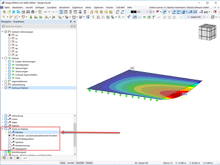 FAQ 005162 | Ich habe Werte an Flächen aktiviert. Wie können beispielsweise nur die Extremwerte angezeigt werden?