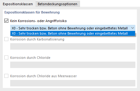 Expositionsklasse X0: Kein Korrosions- oder Angriffsrisiko