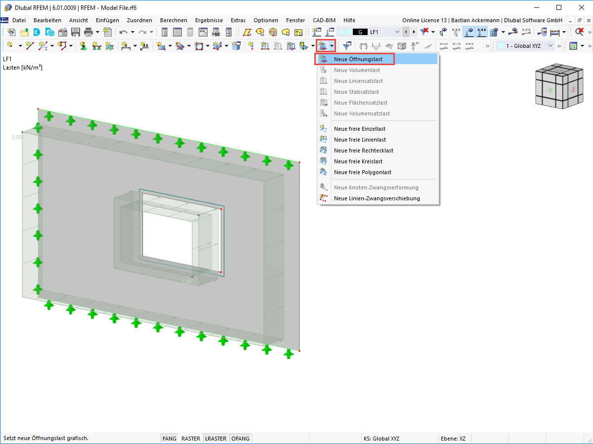 FAQ 005163 | Wie können Öffnungen von Flächen mit belastet werden?