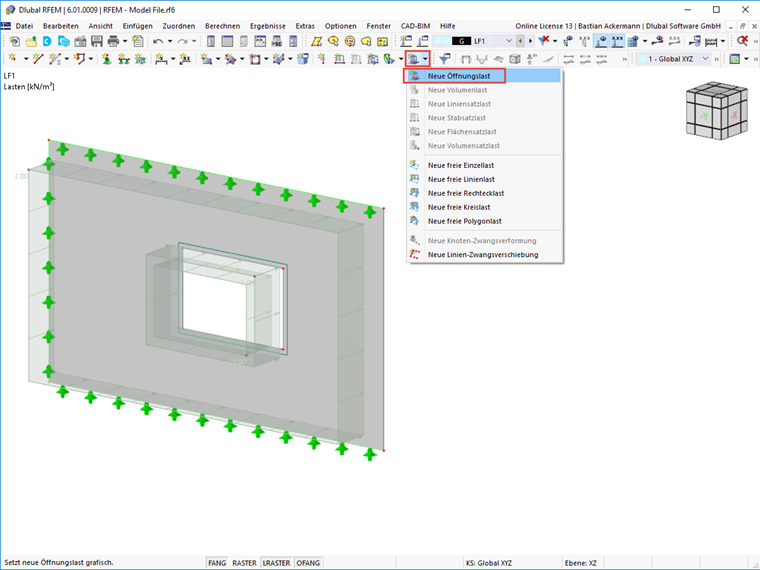 FAQ 005163 | Wie können Öffnungen von Flächen mit belastet werden?