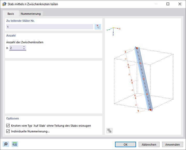 Stab in Drittelspunkten teilen