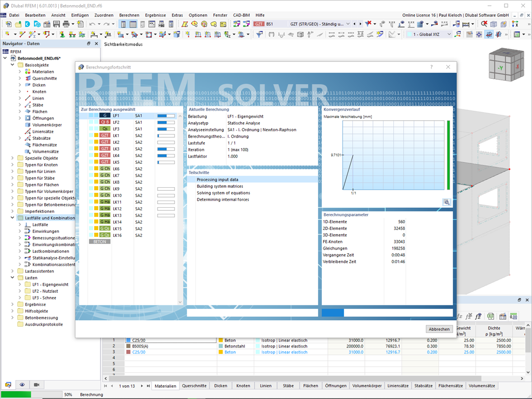 Durchstanzberechnung für Stahlbetonkonstruktionen in RFEM 6 mit Grafik für Schnittgrößenüberprüfung.