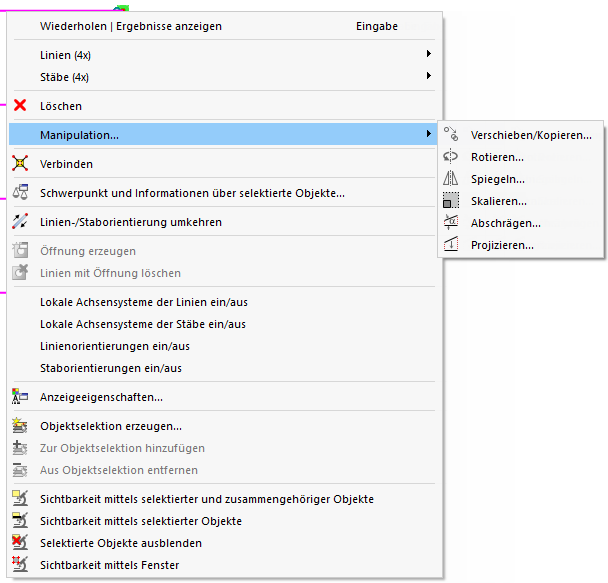 Programmfunktionen im Objekt-Kontextmenü