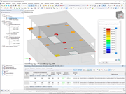Betonbemessung im RFEM für die Durchstanznachweise mit v-Ed und v-Rd,c Ausnutzung.