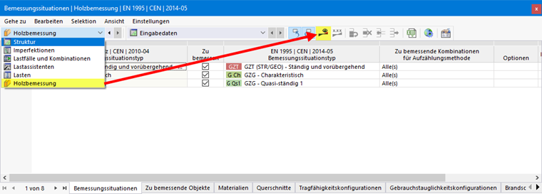 Starten der Holzbemessung