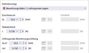 Definitionstyp | Bewehrungsstäbe - 2 orthogonale Lagen