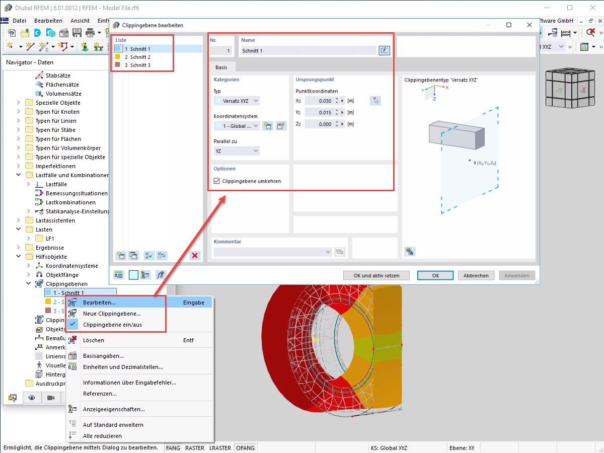 FAQ 005168 | Gibt es die Möglichkeit, verschiedene Schnittebenen zur Visualisierung von Ergebnissen anzulegen?