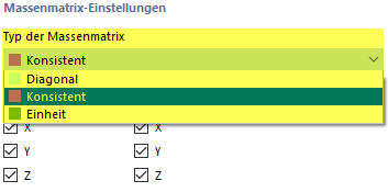 Typ der Massenmatrix auswählen