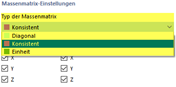 Typ der Massenmatrix auswählen