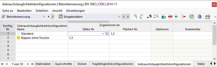 Gebrauchstauglichkeitskonfiguration über Tabelle zuweisen
