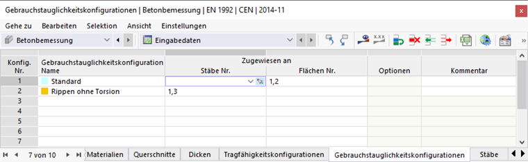 Gebrauchstauglichkeitskonfiguration über Tabelle zuweisen