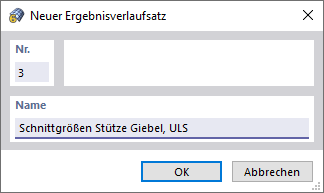 Dialog 'Neuer Ergebnisverlaufsatz'