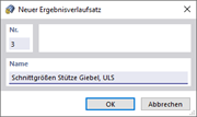 Dialog 'Neuer Ergebnisverlaufsatz'