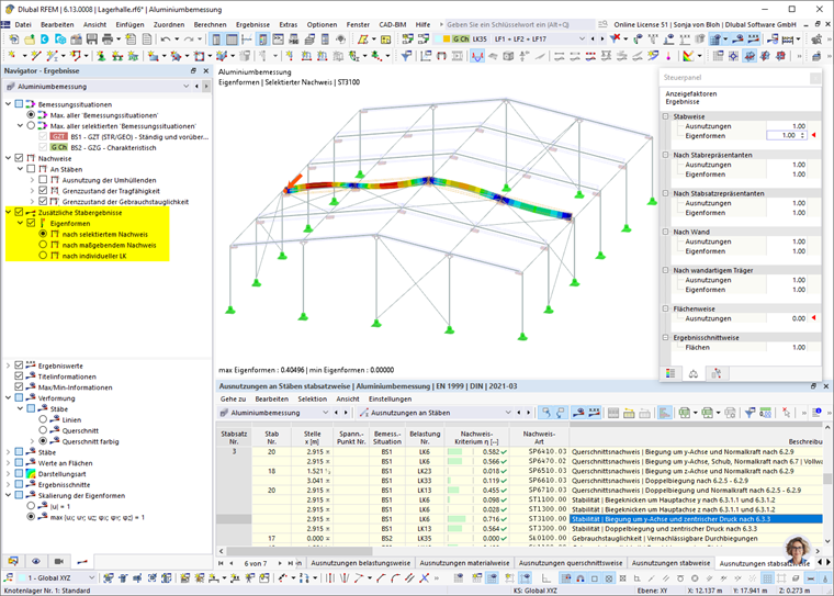 Navigator - Ergebnisse - Eigenformen