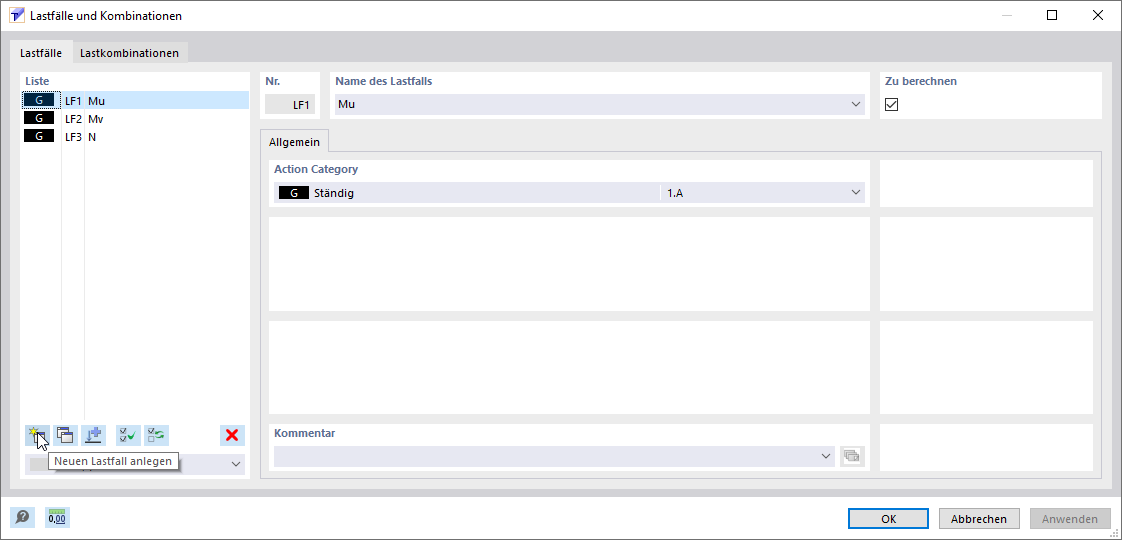 Schaltfläche 'Neu' in Dialog